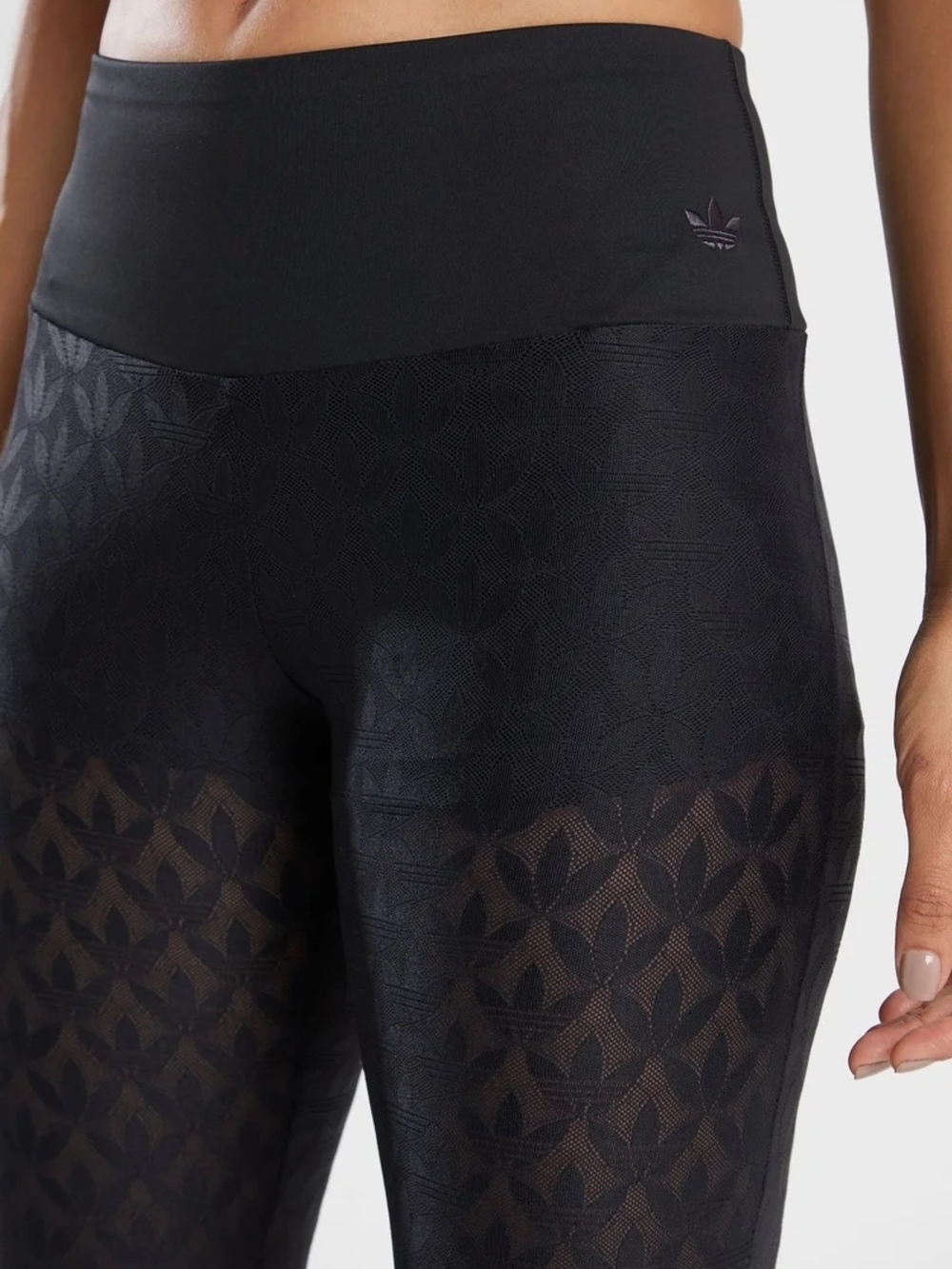adidas Black Lace-Pattern Flare Pants - Picture 3 of 6